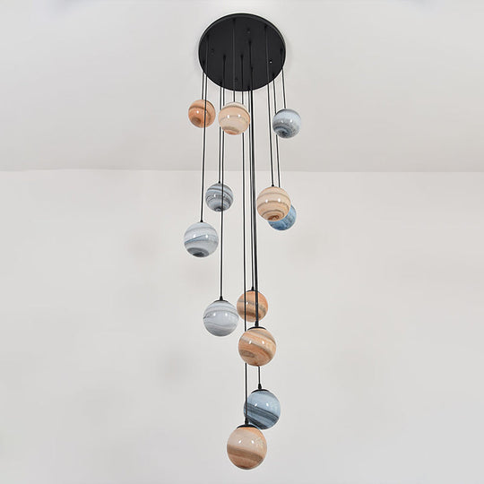 Modernist Textured Glass Pendant Light With Multi-Light Suspension - Black 12 /