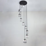Beveled Crystal Cubic Pendant Suspension Light With Contemporary Swirl Design 9 / Black
