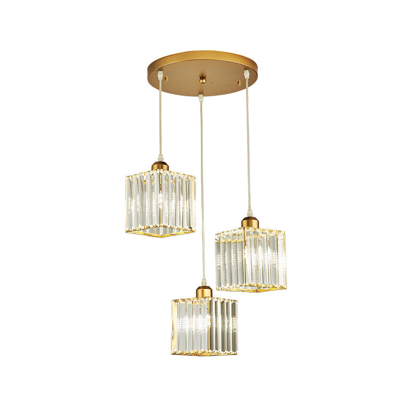 Contemporary Beveled Crystal Pendant Light With Swirl Design