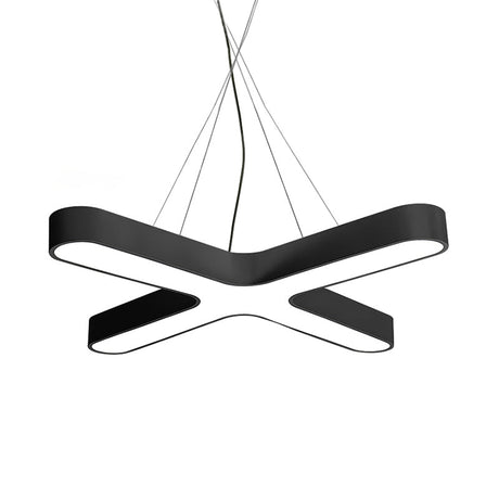 Modern White/Black/Gold Cross Hanging Lamp - 23.5/35.5 Wide Led Metal Ceiling Pendant Light With