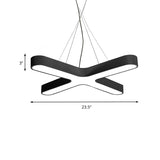 Modern White/Black/Gold Cross Hanging Lamp - 23.5/35.5 Wide Led Metal Ceiling Pendant Light With