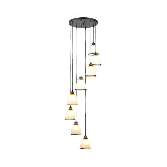 Sleek Opal Glass Spiral Pendant Ceiling Light For Living Room