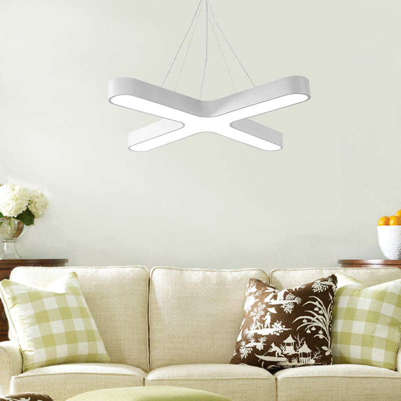 Modern White/Black/Gold Cross Hanging Lamp - 23.5’’/35.5’’ Wide Led Pendant Light With