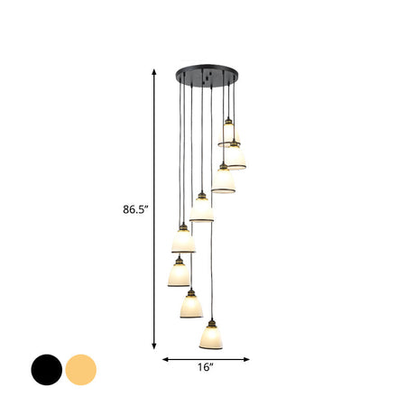 Sleek Opal Glass Spiral Pendant Ceiling Light For Living Room