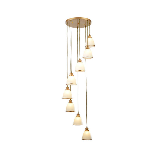 Dome Opal Glass Spiral Pendant Ceiling Light For Living Room - Simplicity And Elegance