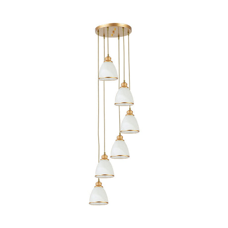 Sleek Opal Glass Spiral Pendant Ceiling Light For Living Room