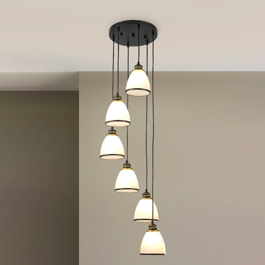 Sleek Opal Glass Spiral Pendant Ceiling Light For Living Room
