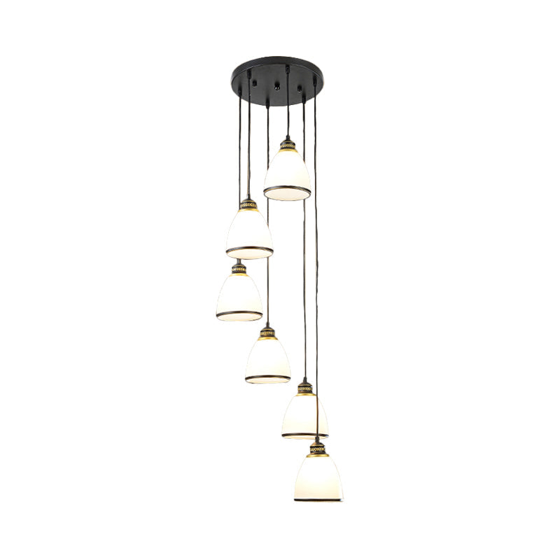 Sleek Opal Glass Spiral Pendant Ceiling Light For Living Room