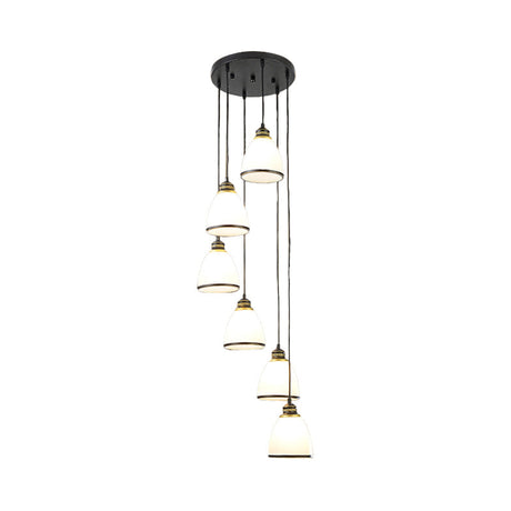 Sleek Opal Glass Spiral Pendant Ceiling Light For Living Room
