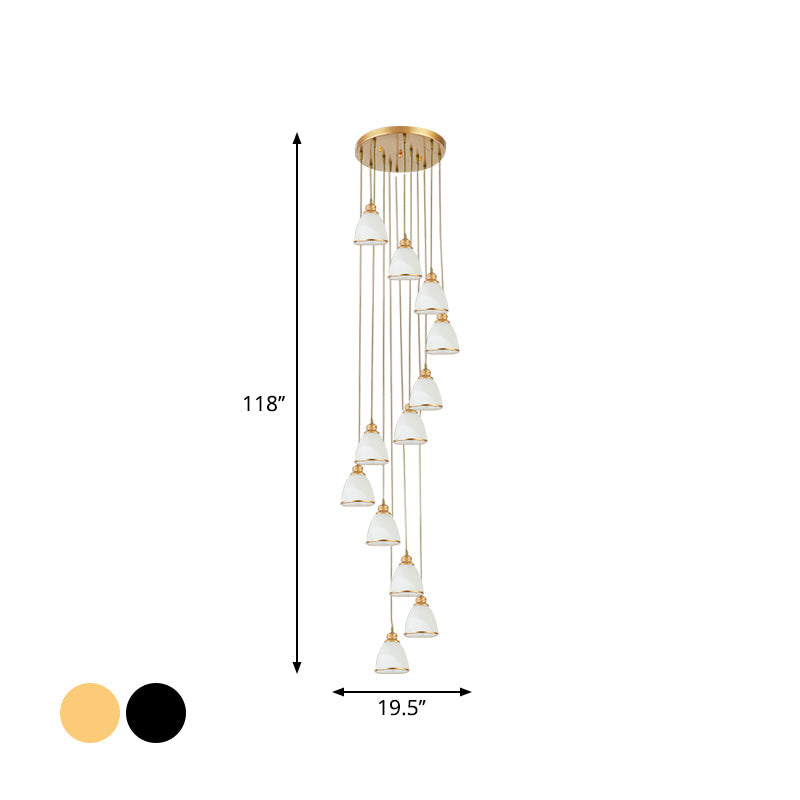 Sleek Opal Glass Spiral Pendant Ceiling Light For Living Room