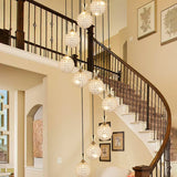 Modern Crystal Ball Pendant Light: Spiral Cluster Design 10-Light Hanging Fixture Gold / Round