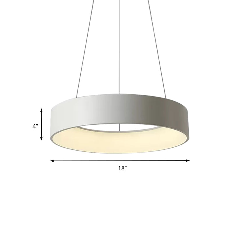 Minimalist Metal Ring Ceiling Light - 18/23.5/31.5 Dia White/Gray/Black Integrated Led Pendant
