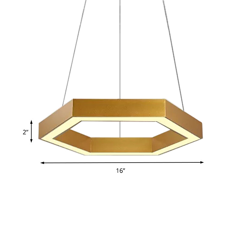 Modern Hexagon Metal Suspension Lamp - 16’/23.5’W Led Pendant Light Gold Finish Living Room