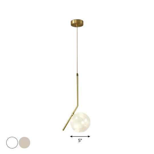 Brass Glass Led Pendant: Modern Sphere Ceiling Lamp For Dining Room