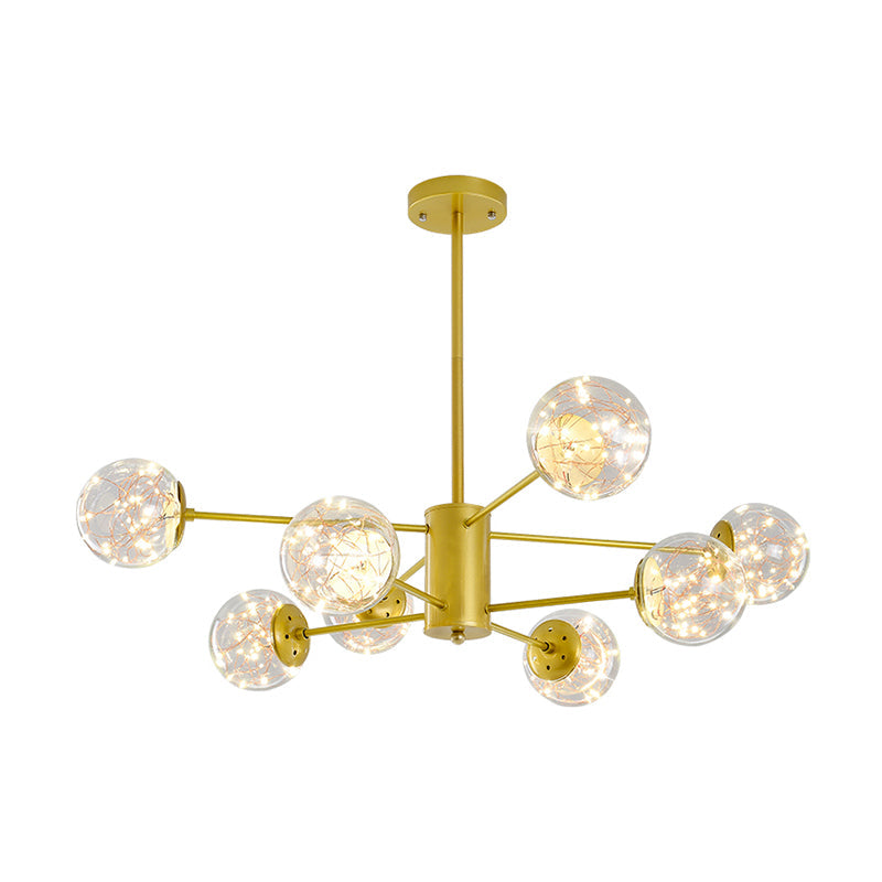 Stylish Hanging Chandelier With Led Glass Pendant Light And Radial Design