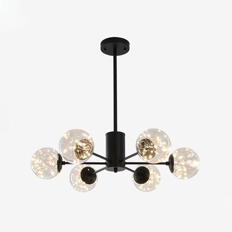 Minimal Starry Led Glass Pendant Light Chandelier With Radial Design 6 / Black