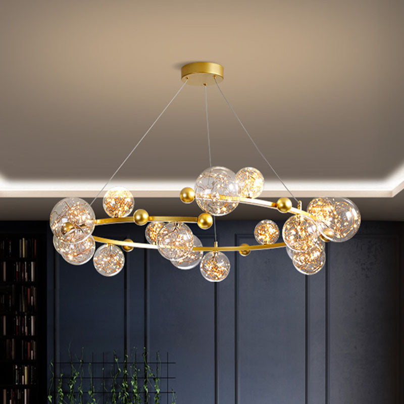 Contemporary Led Glass Orb Chandelier - Glow String & Down Lighting 18 / Gold