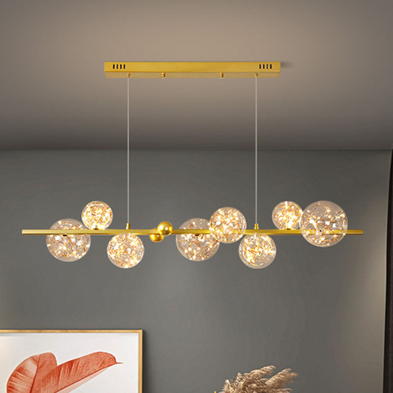 Contemporary Led Glass Orb Chandelier - Glow String & Down Lighting 8 / Gold