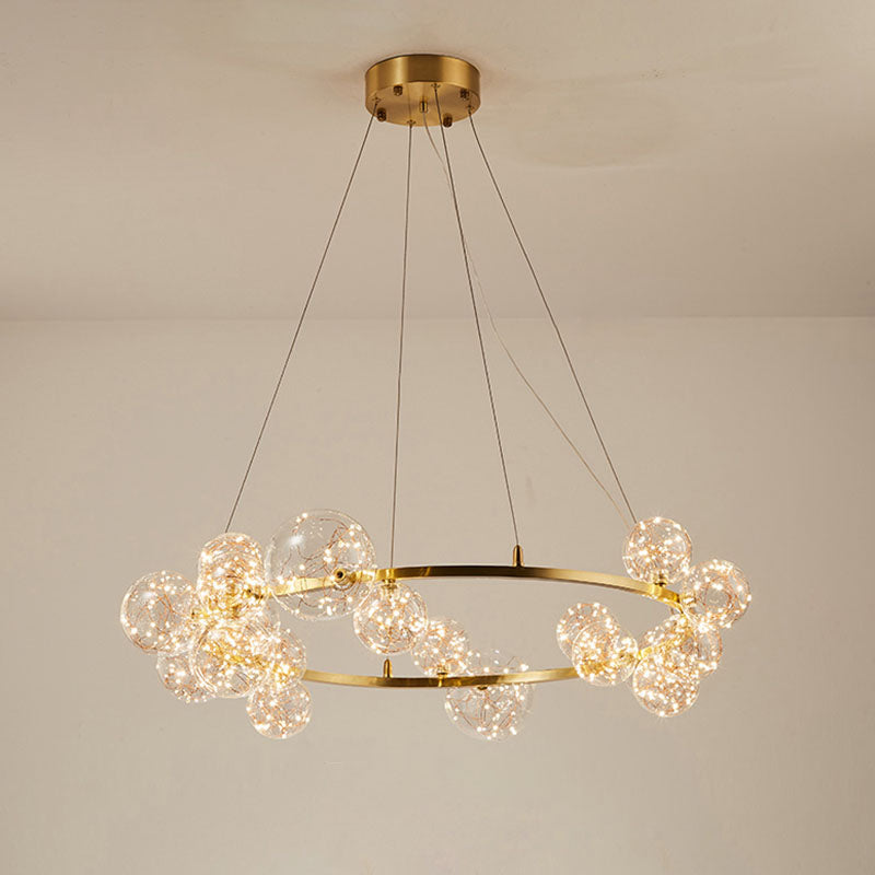Modern Gold Glass Starry Led Bedroom Chandelier - Orb Ceiling Lamp 20 /