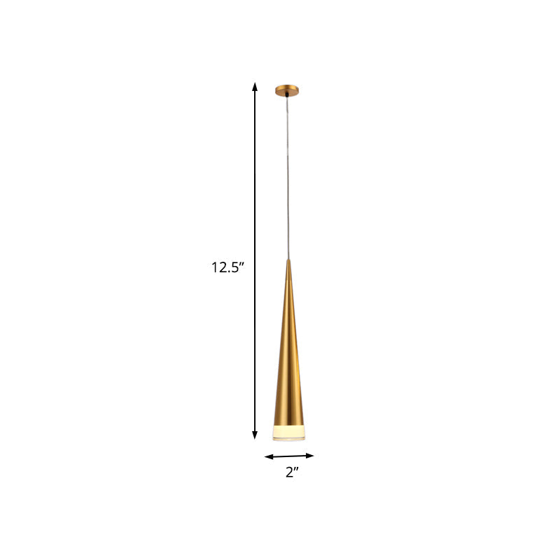 Tapered Hanging Lamp Kit: Simple Metal Black/Silver/Gold Pendant Light In Warm/White/Neutral