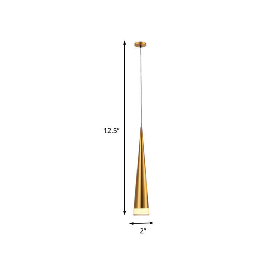 Tapered Hanging Lamp Kit: Simple Metal Black/Silver/Gold Pendant Light In Warm/White/Neutral