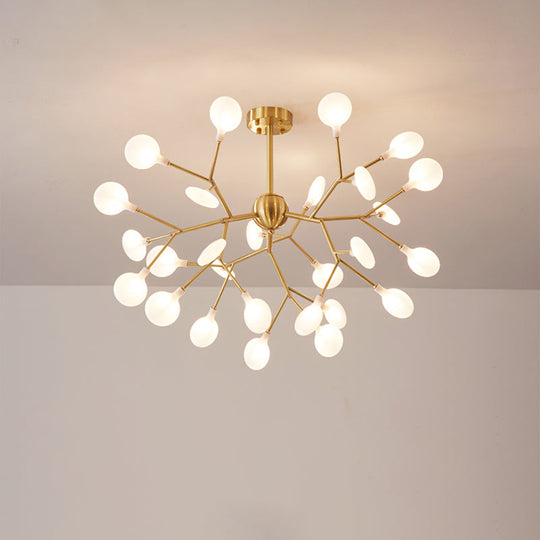 Minimalist Led Acrylic Branch Pendant Chandelier In Brass For Living Room Lighting
