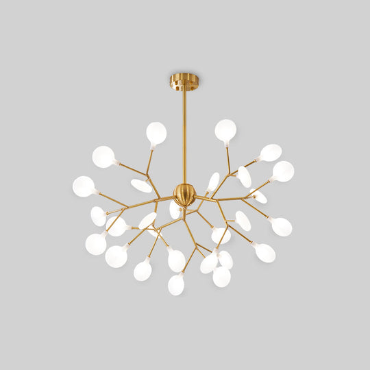 Minimalist Led Acrylic Branch Chandelier In Brass For Living Room