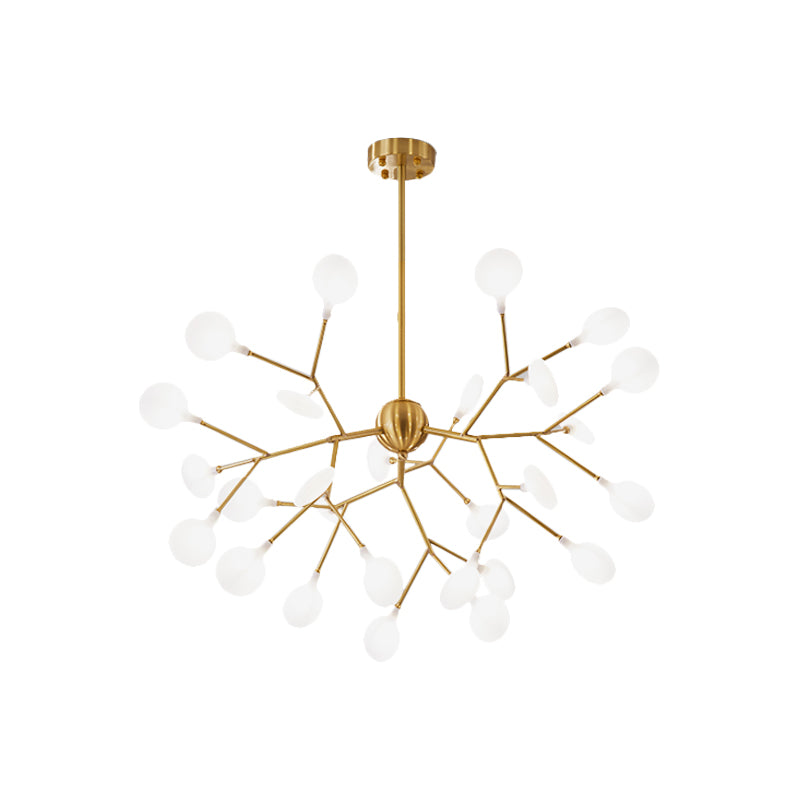 Minimalist Led Acrylic Branch Chandelier In Brass For Living Room