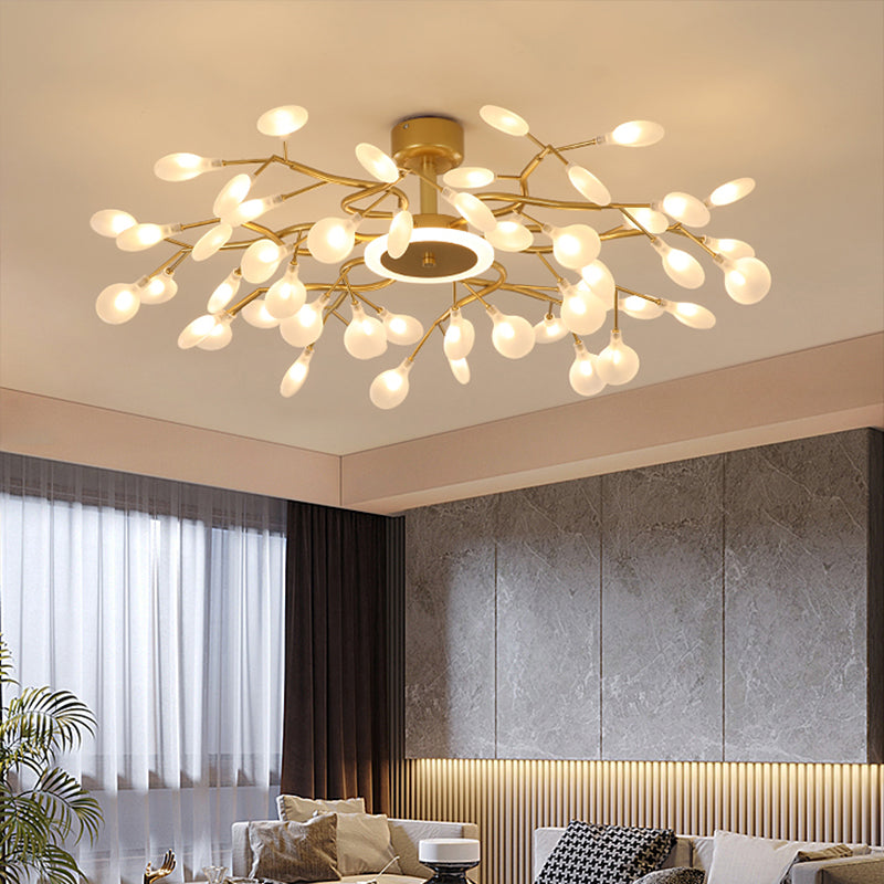 Modern Nordic Gold Firefly Hanging Chandelier - Led Pendant Light Fixture For Living Room