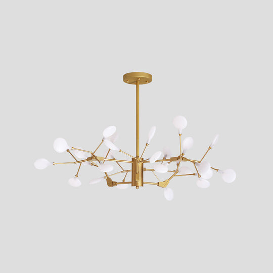 Gold Led Metal Branch Chandelier - Simple Hanging Pendant For Dining Room Ceiling