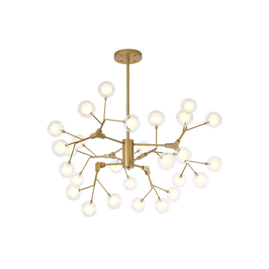 Gold Led Metal Branch Chandelier - Simple Hanging Pendant For Dining Room Ceiling
