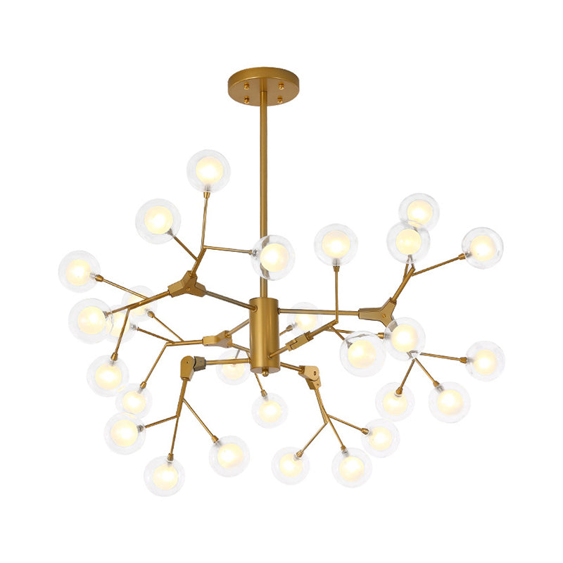 Minimalist Gold Wireframe Chandelier: Branch-Like Metal Pendant Light For Living Room