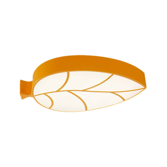 Kids Leaf Led Ceiling Lamp - Cartoon Acrylic Metal Flush Mount Light