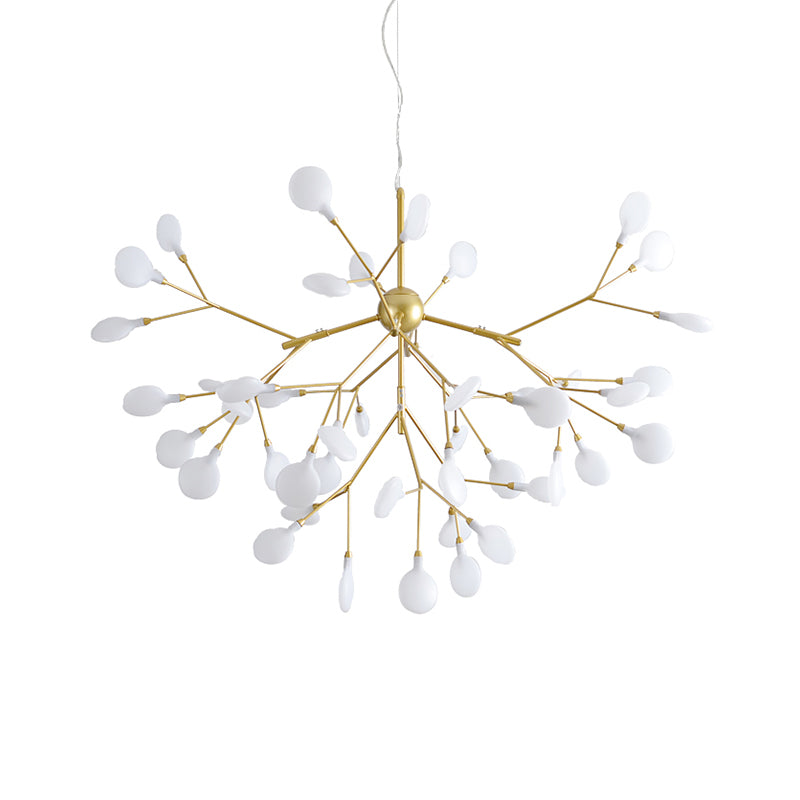 Modern Gold Led Pendant Chandelier For Dining Room - Acrylic Branch Design