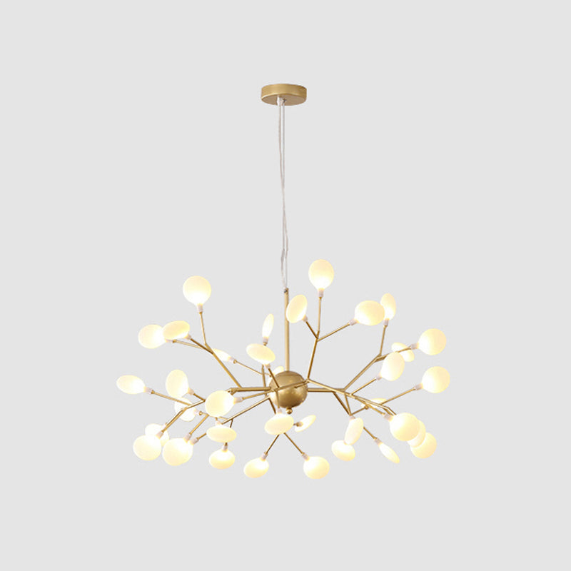 Contemporary Gold Acrylic Leaf Chandelier: Led Ceiling Lamp For Living Room