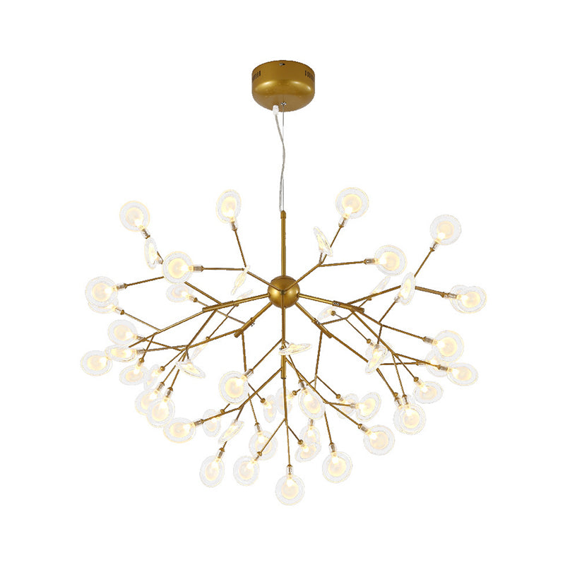Simplicity Leaf Chandelier - Acrylic Led Drop Pendant With Branch-Like Wireframe For Living Room
