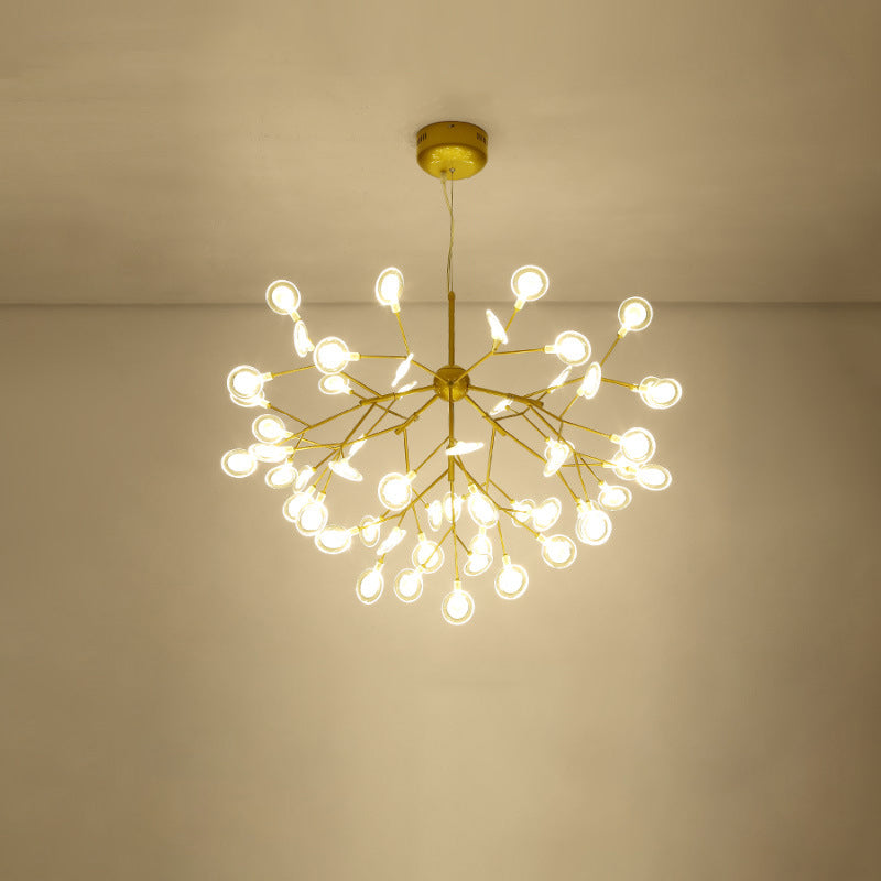 Simplicity Leaf Chandelier - Acrylic Led Drop Pendant With Branch-Like Wireframe For Living Room