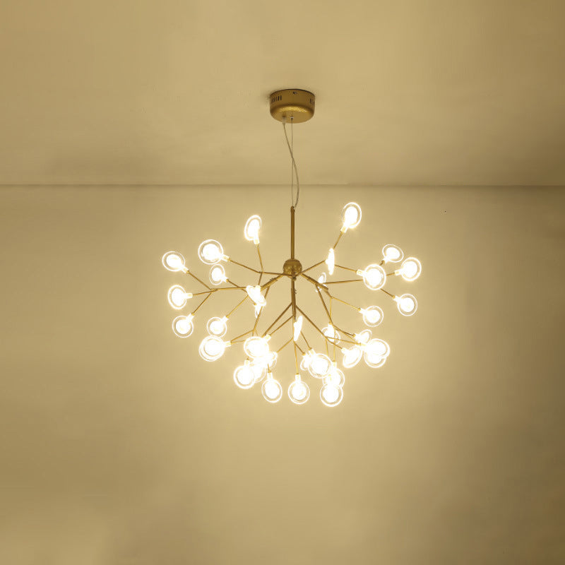 Simplicity Leaf Chandelier - Acrylic Led Drop Pendant With Branch-Like Wireframe For Living Room 45