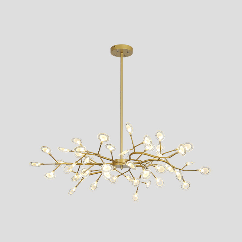Modern Metallic Starburst Chandelier Led Pendant Light For Living Room