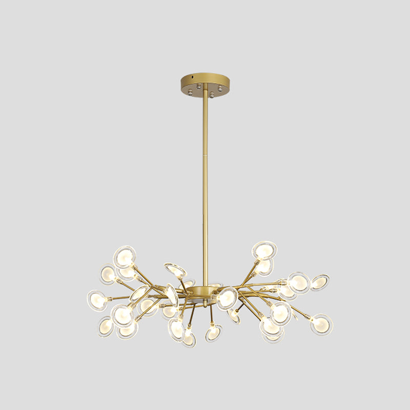 Modern Metallic Starburst Chandelier Led Pendant Light For Living Room 30 / Gold C