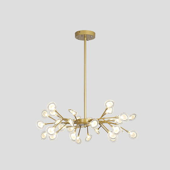 Modern Metallic Starburst Chandelier Led Pendant Light For Living Room 30 / Gold C