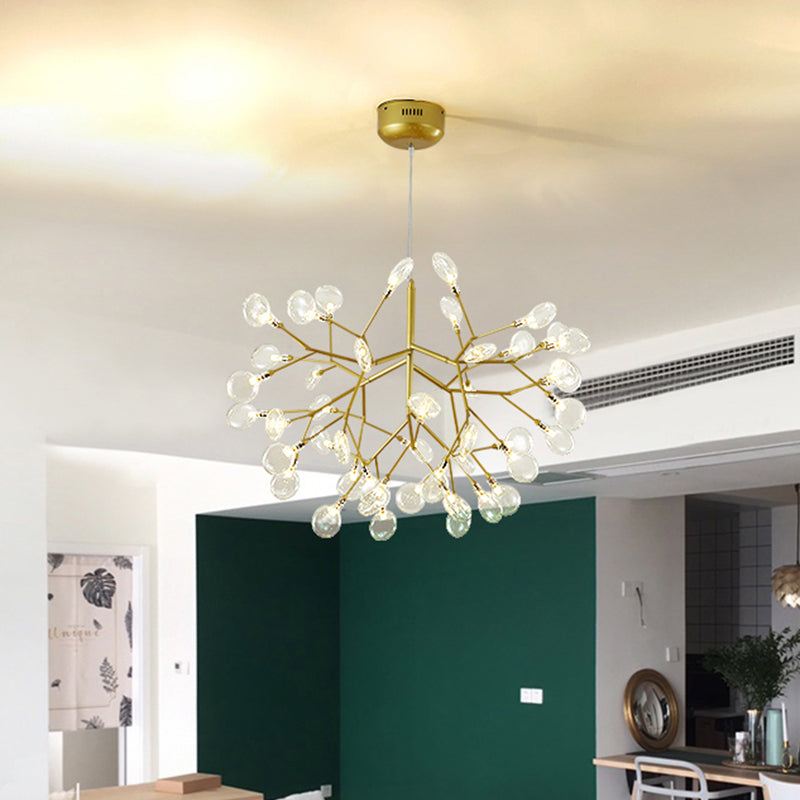 Twig Led Pendant Lamp - Minimalistic Metallic Chandelier For Living Room Lighting 36 / Gold Branch