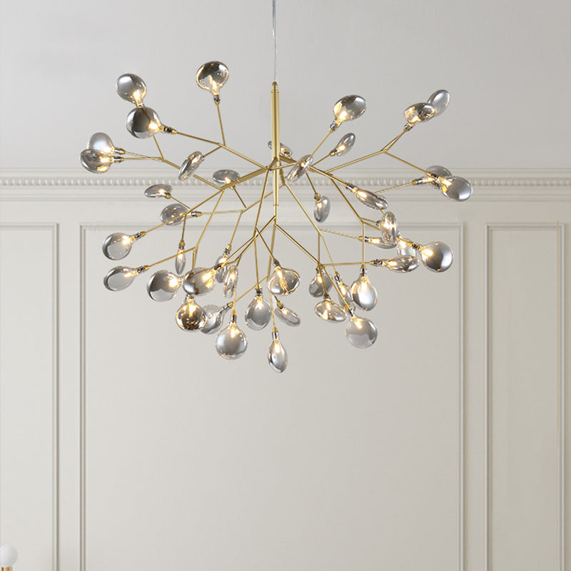 Twig Led Pendant Lamp - Minimalistic Metallic Chandelier For Living Room Lighting