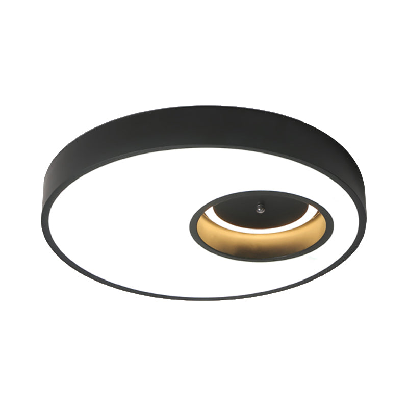 Contemporary Black/White Round Ceiling Flush Light 18’/23.5’ Wide - Led Acrylic Lighting For