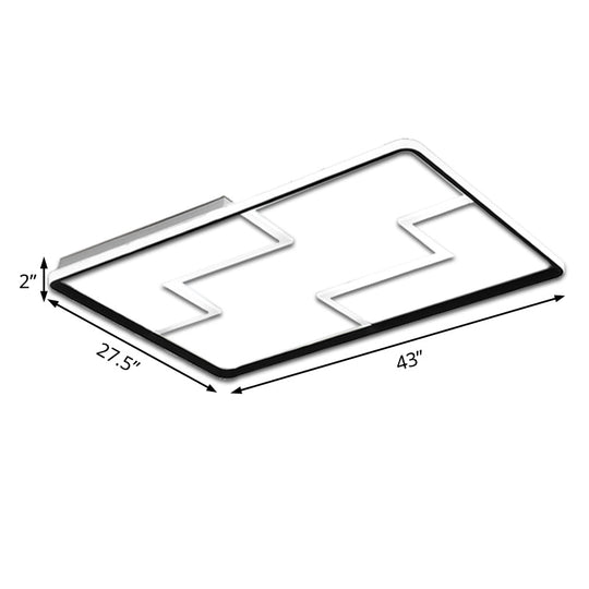 Acrylic Block Led Flush Ceiling Light Fixture - Simplicity Design 19’/23’/27.5’ Wide