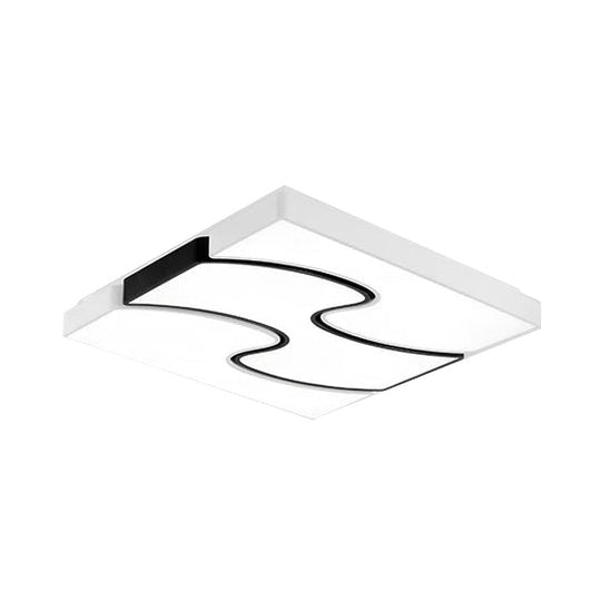 Modernist Style Led Flush Mount Lighting In White - 16.5/27 Width For Living Room