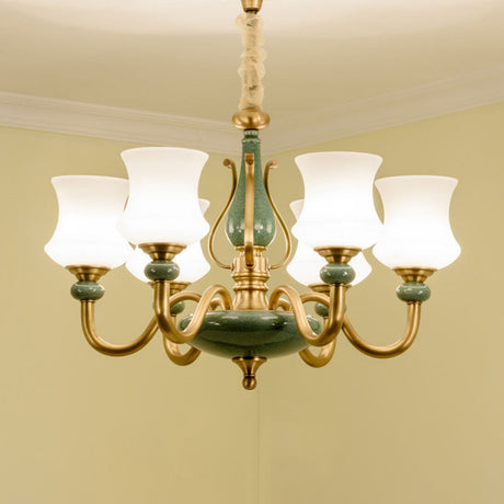 Tapered Green Glass Pendant Lamp: Minimalistic Chandelier Lighting For Living Room 6 /