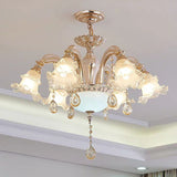 Nordic Gold Flower Chandelier Light Fixture With Frosted Textured Glass Shade - Hanging Lighting 6 /