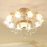 Modern Frosted Glass Pendant Lamp With Crystal Ball In Gold - Blossom Corridor Chandelier 10 /