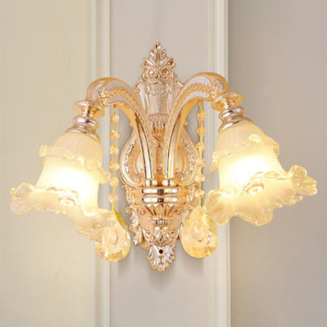 Gold Ribbed Glass Petal Ceiling Lamp: Modern Chandelier Lighting Fixture 2 /